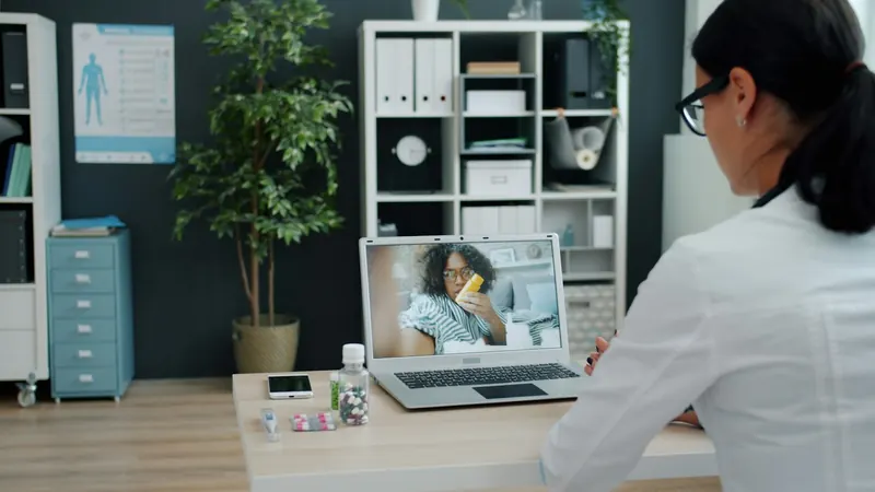 A clinician on a telehealth video visit
