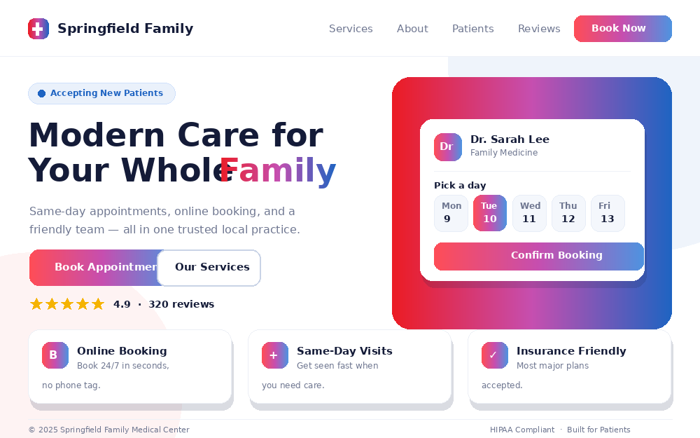 Healthcare website after redesign