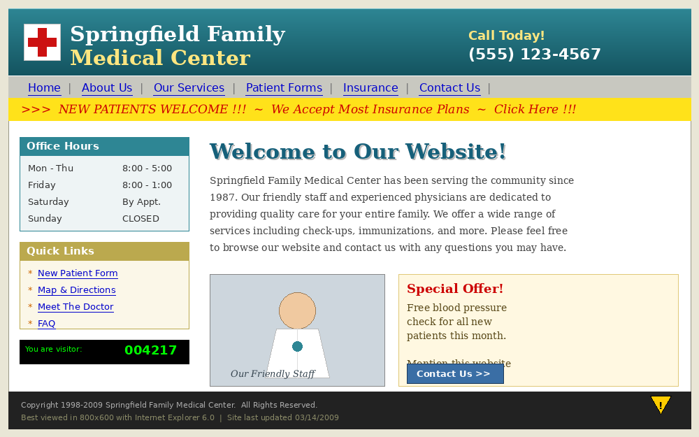 Healthcare website before redesign